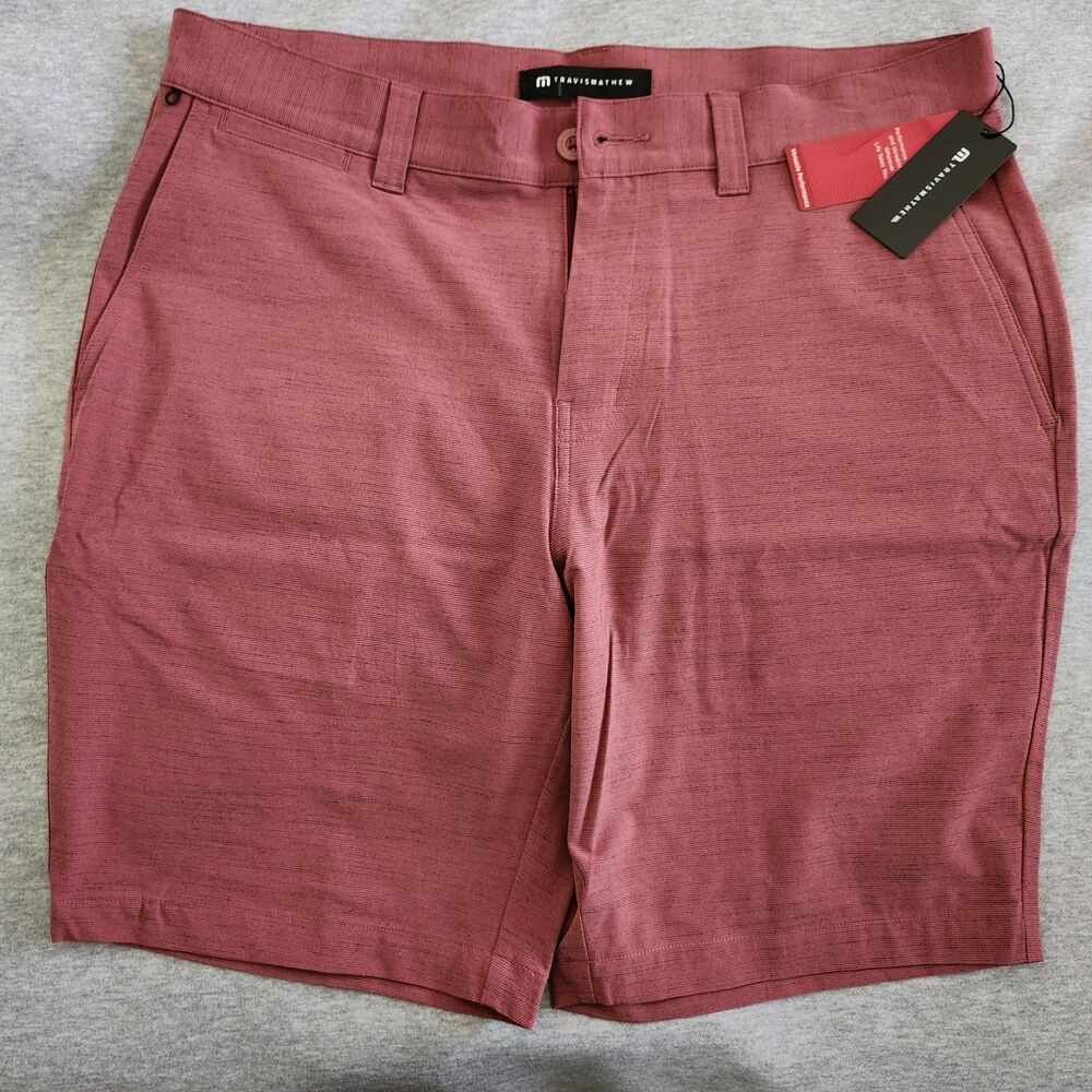 Travis Mathew Travel Year Shorts Men 34 RoanRouge Golf Stretch Performance NWT